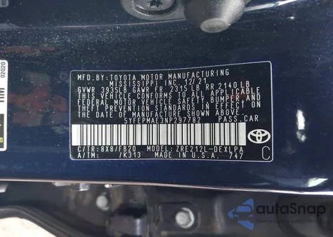 2022 Toyota Corolla Le z USA, uszkodzony, nr VIN 5YFEPMAE3NP297782